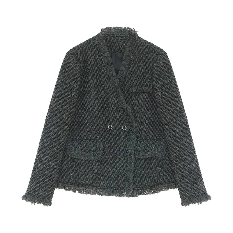 Women's Tassel Wool Coat Set for Winter