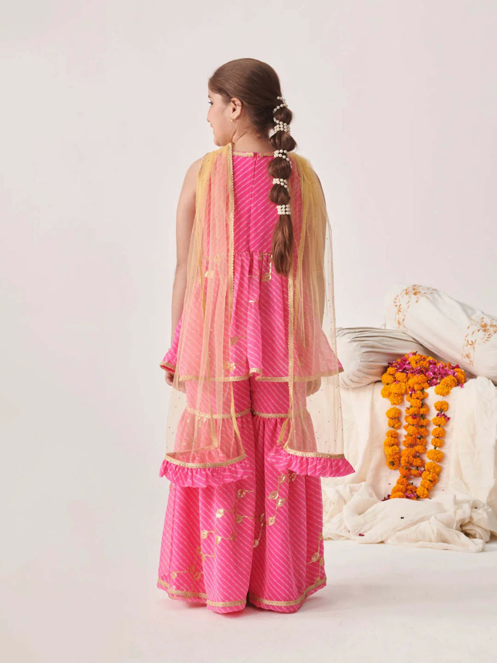 Girl's Pink Georgette Sharara Set for Special Occasions
