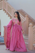 Joban Fashion Pink Crush Sequence Embroidery Work Kurta Set
