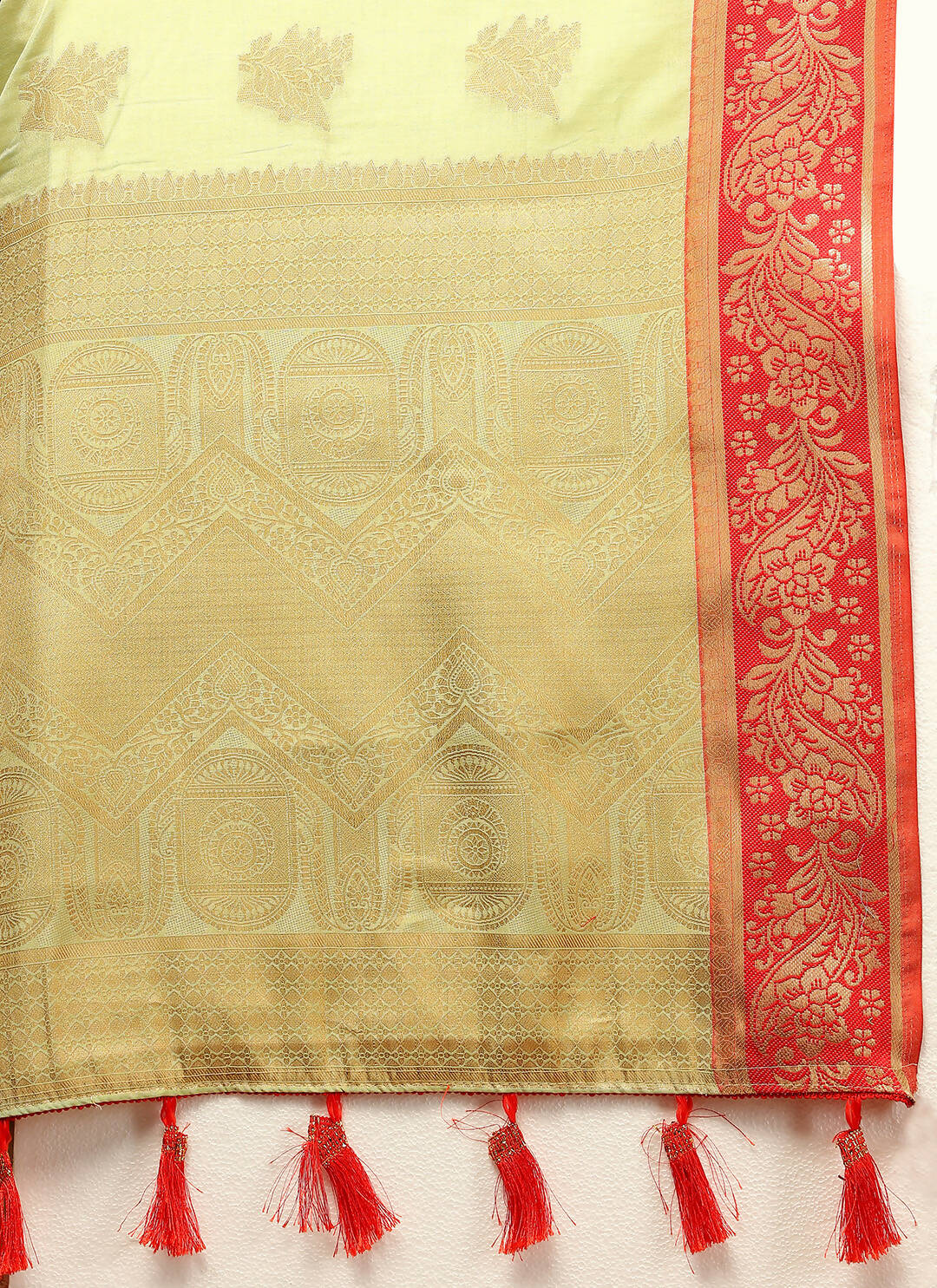 Seagreen Cotton Saree with Zari Weaving Design and Silk Blouse