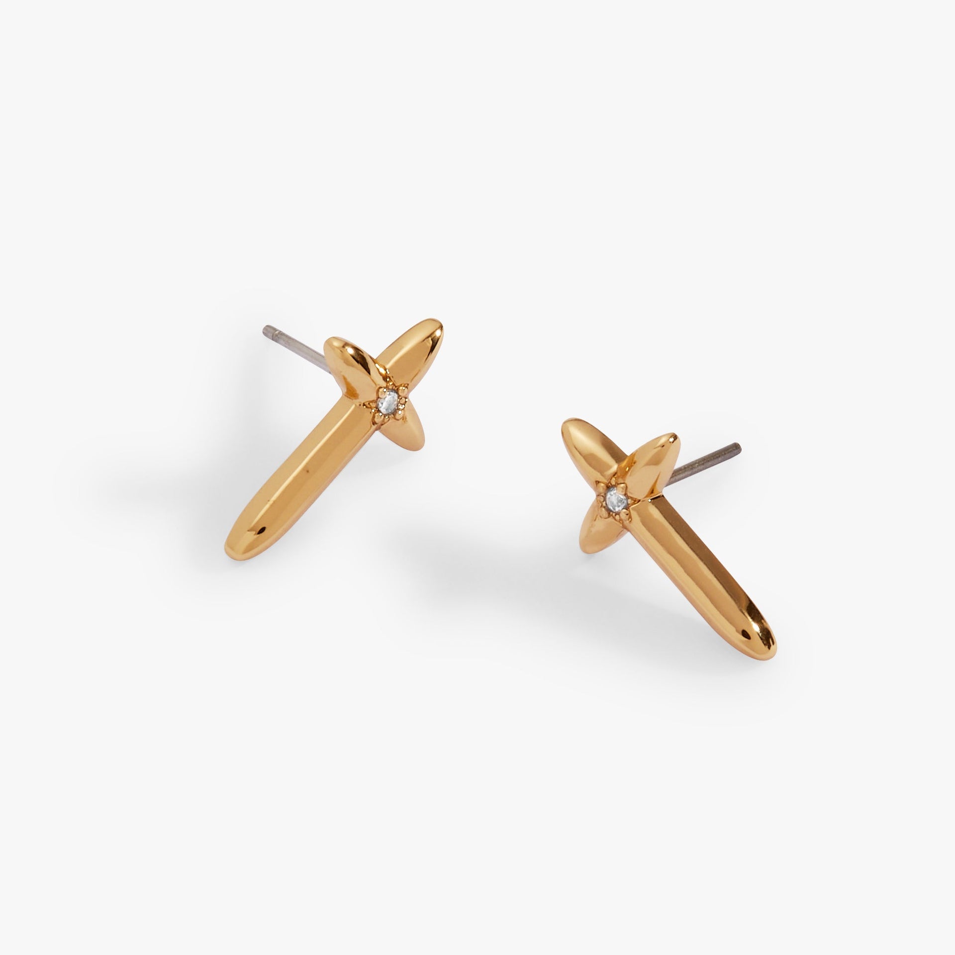 4:13 Cross Stud Earrings in Gold