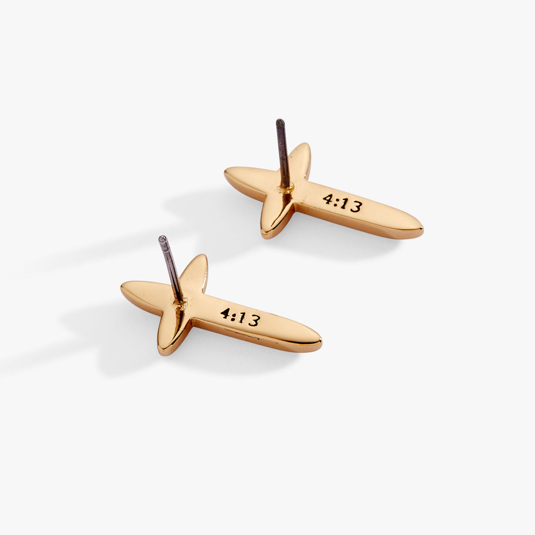 4:13 Cross Stud Earrings in Gold