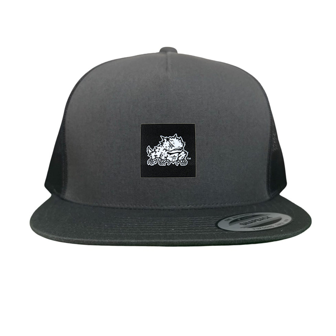 TCU Horned Frog Logo Black Label Hat - Adjustable Snapback & Trucker