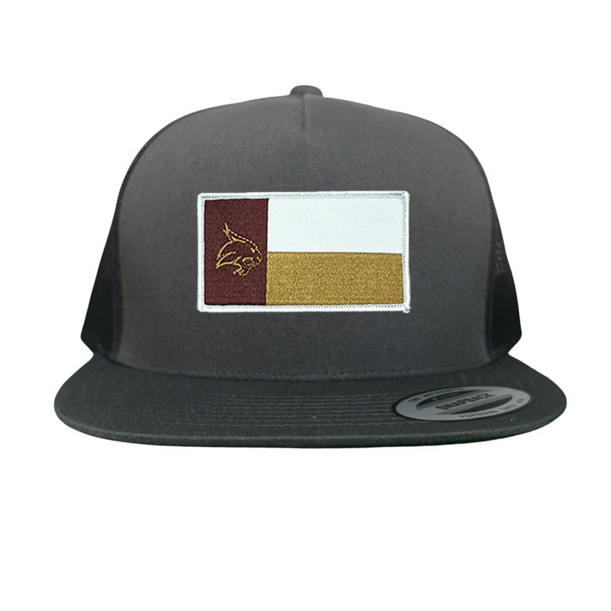 Texas State Bobcats University Flag Patch Hat Maroon White Gold