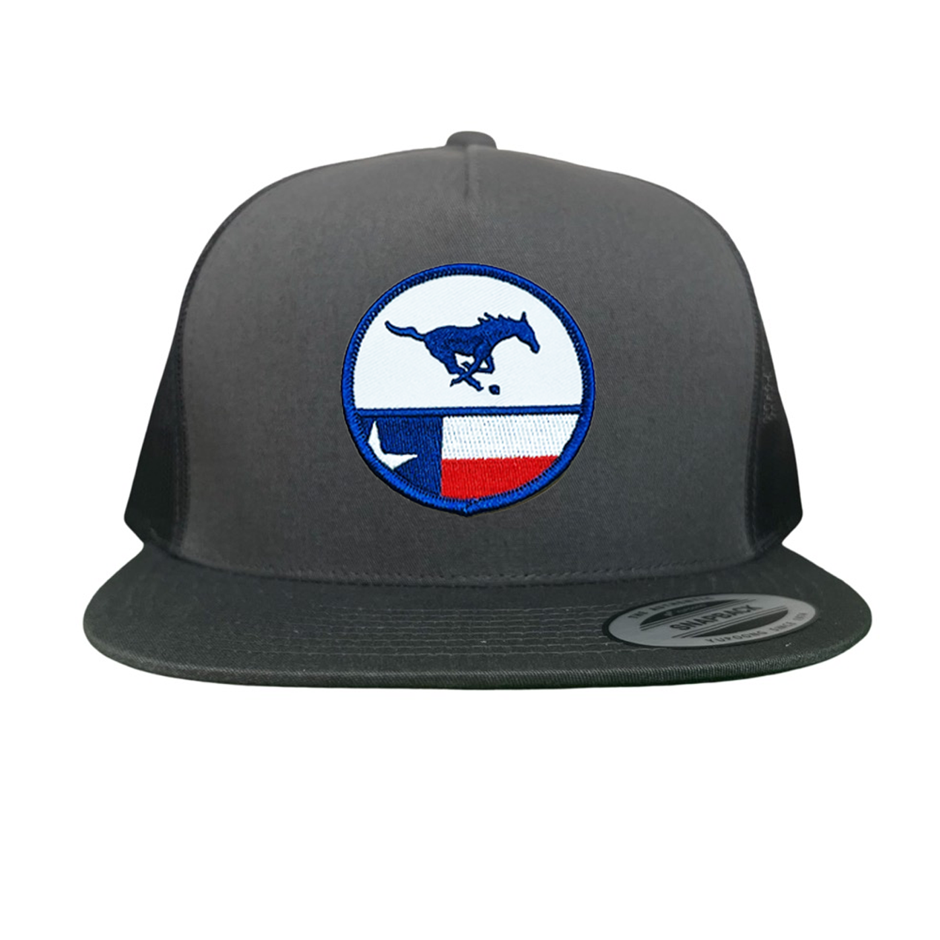 SMU Mustangs Pony Circle State Flag Patch Mesh Snapback Hat