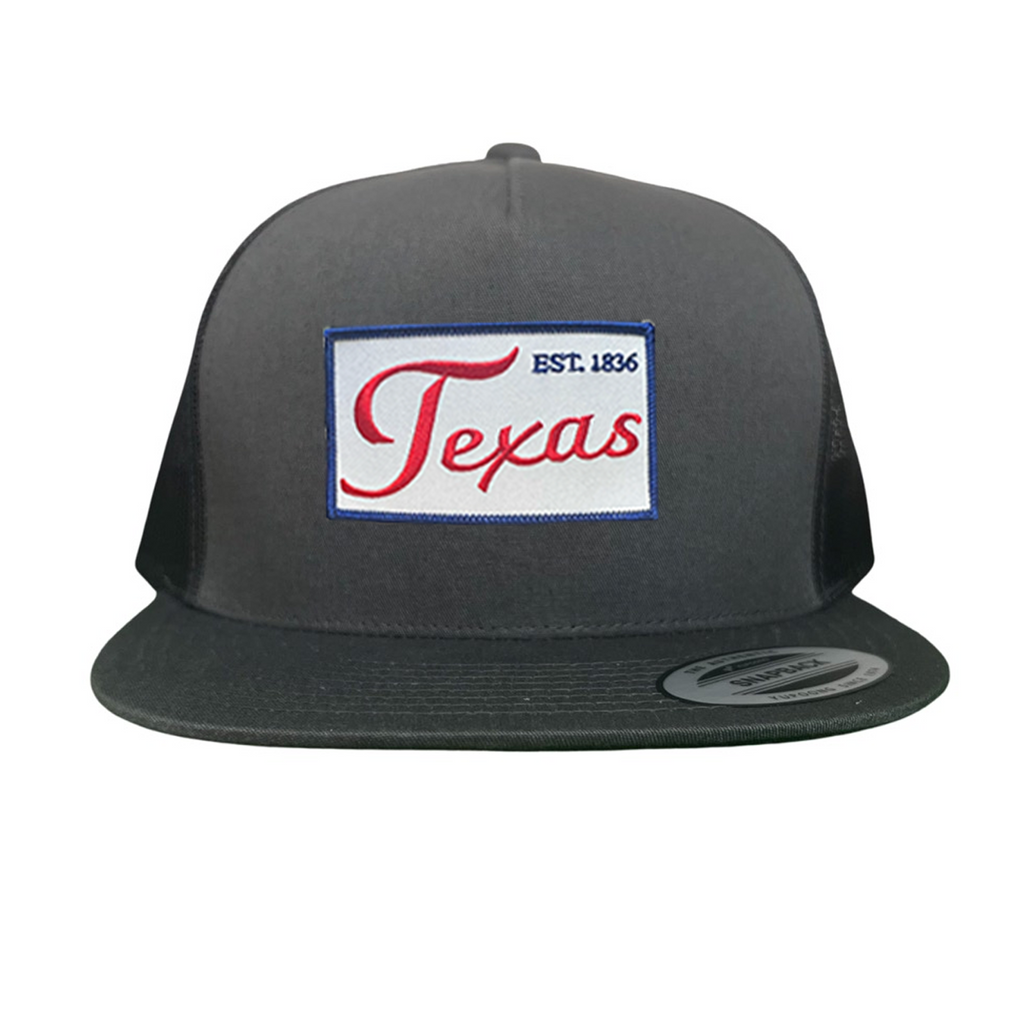 Texas EST 1836 Script Hat - Mesh Snapback, Dad or Rope Style