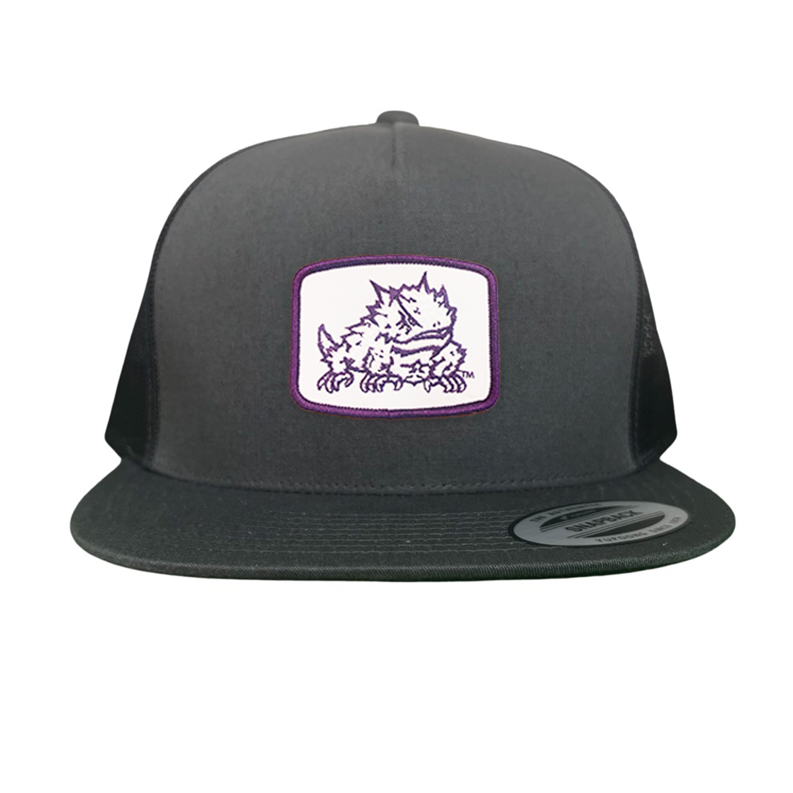 TCU Horned Frogs Square Patch Mesh Back Curved Bill Snapback Cap