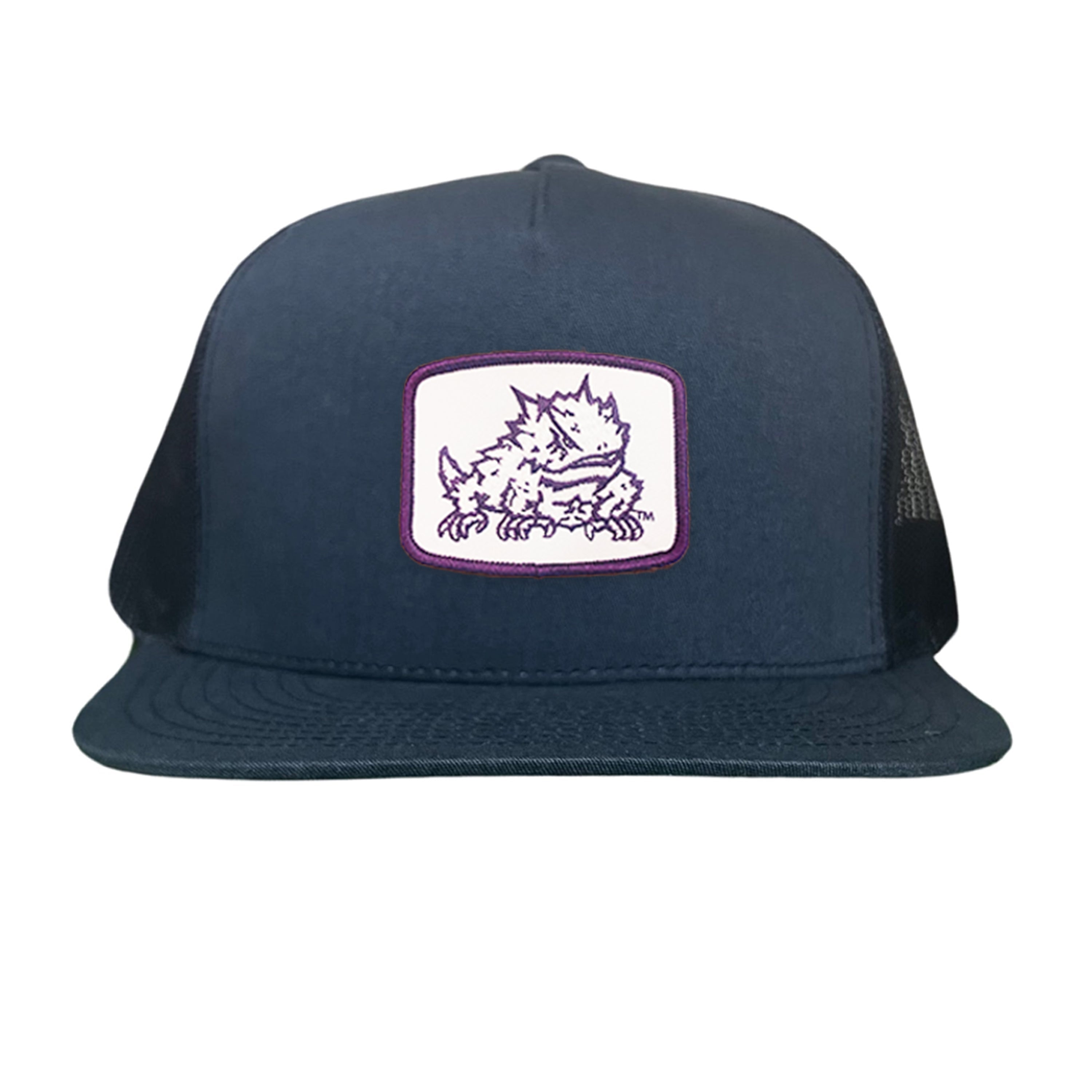 TCU Horned Frogs Square Patch Mesh Back Curved Bill Snapback Cap