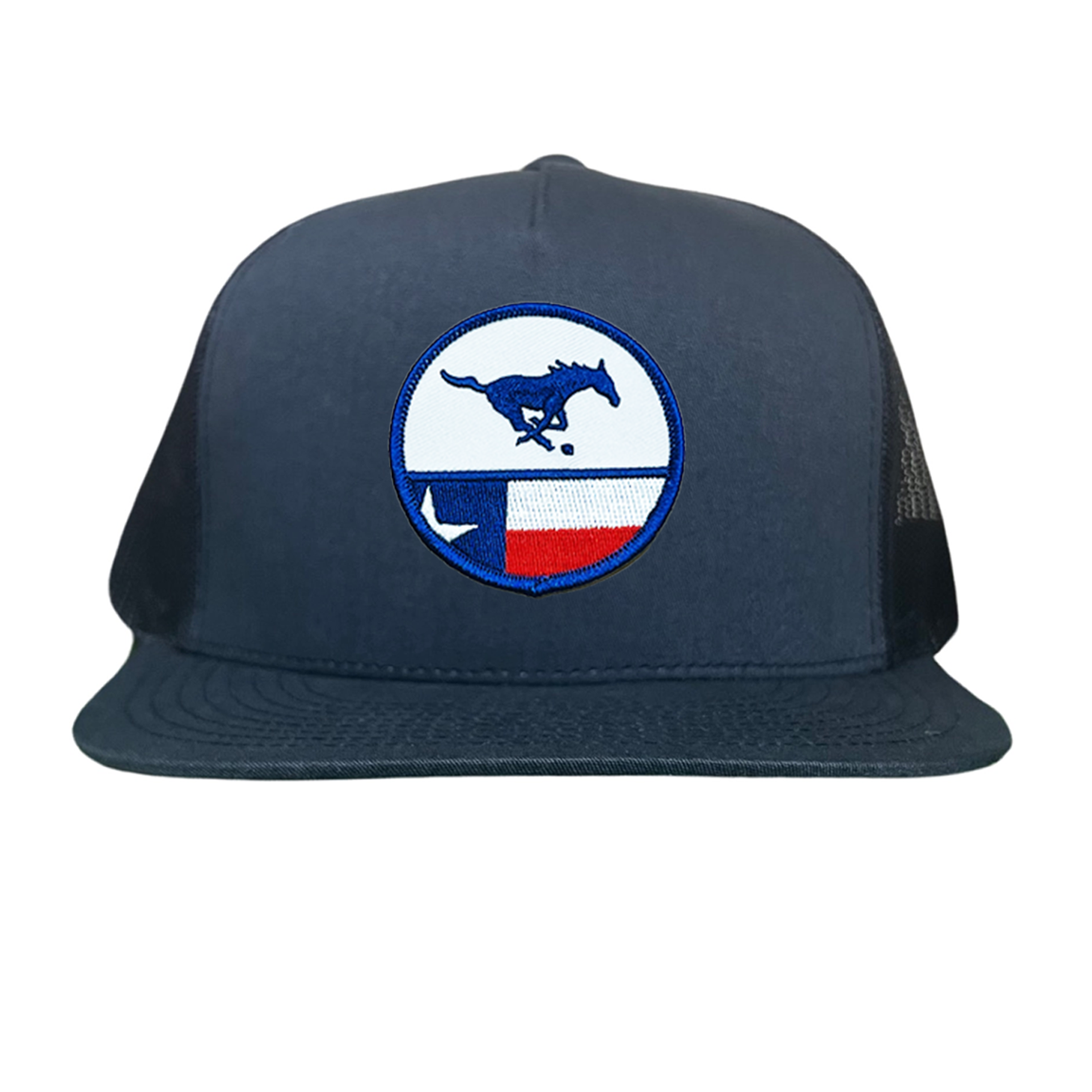 SMU Mustangs Pony Circle State Flag Patch Mesh Snapback Hat