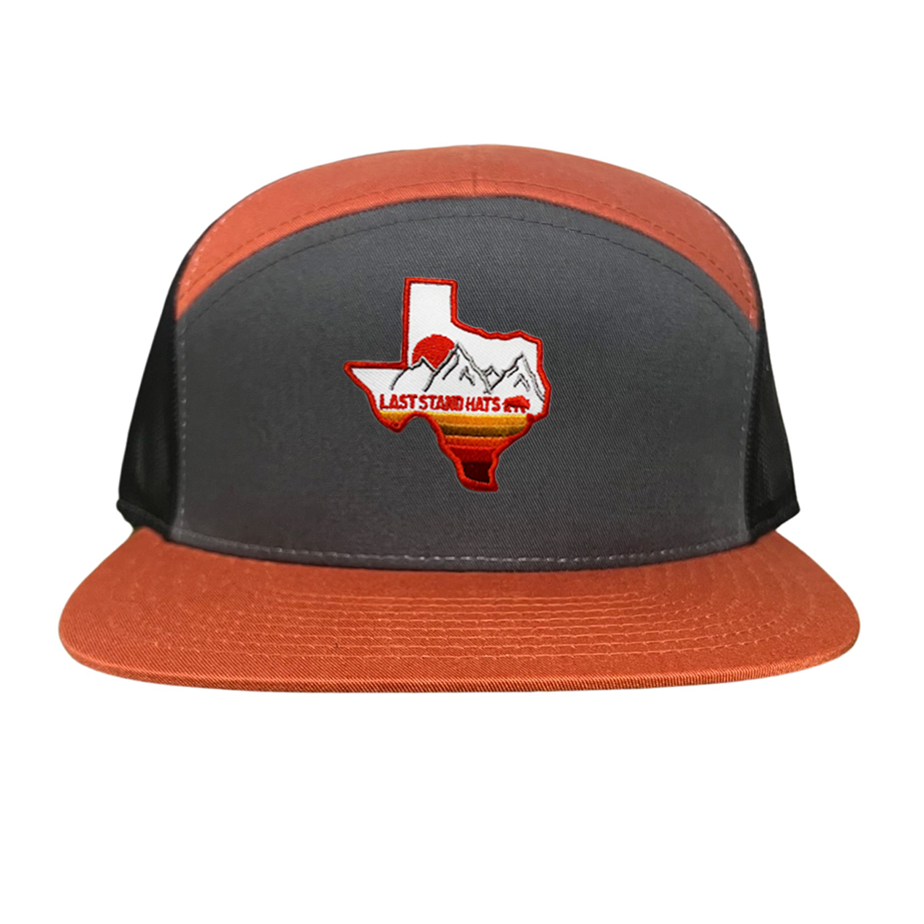 Texas Mountains Orange Rope Hat - Adjustable Trucker Cap