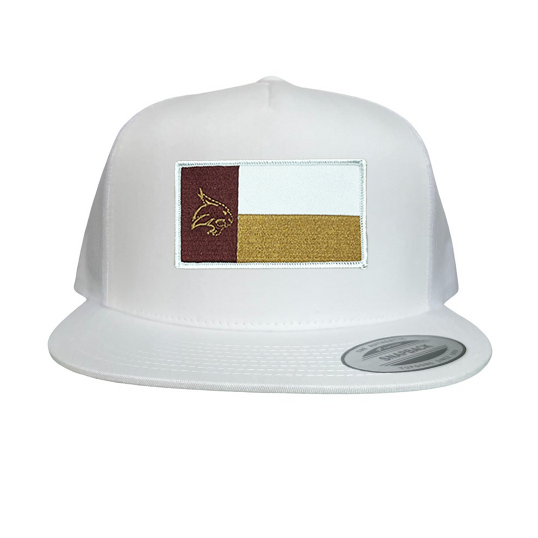 Texas State Bobcats University Flag Patch Hat Maroon White Gold