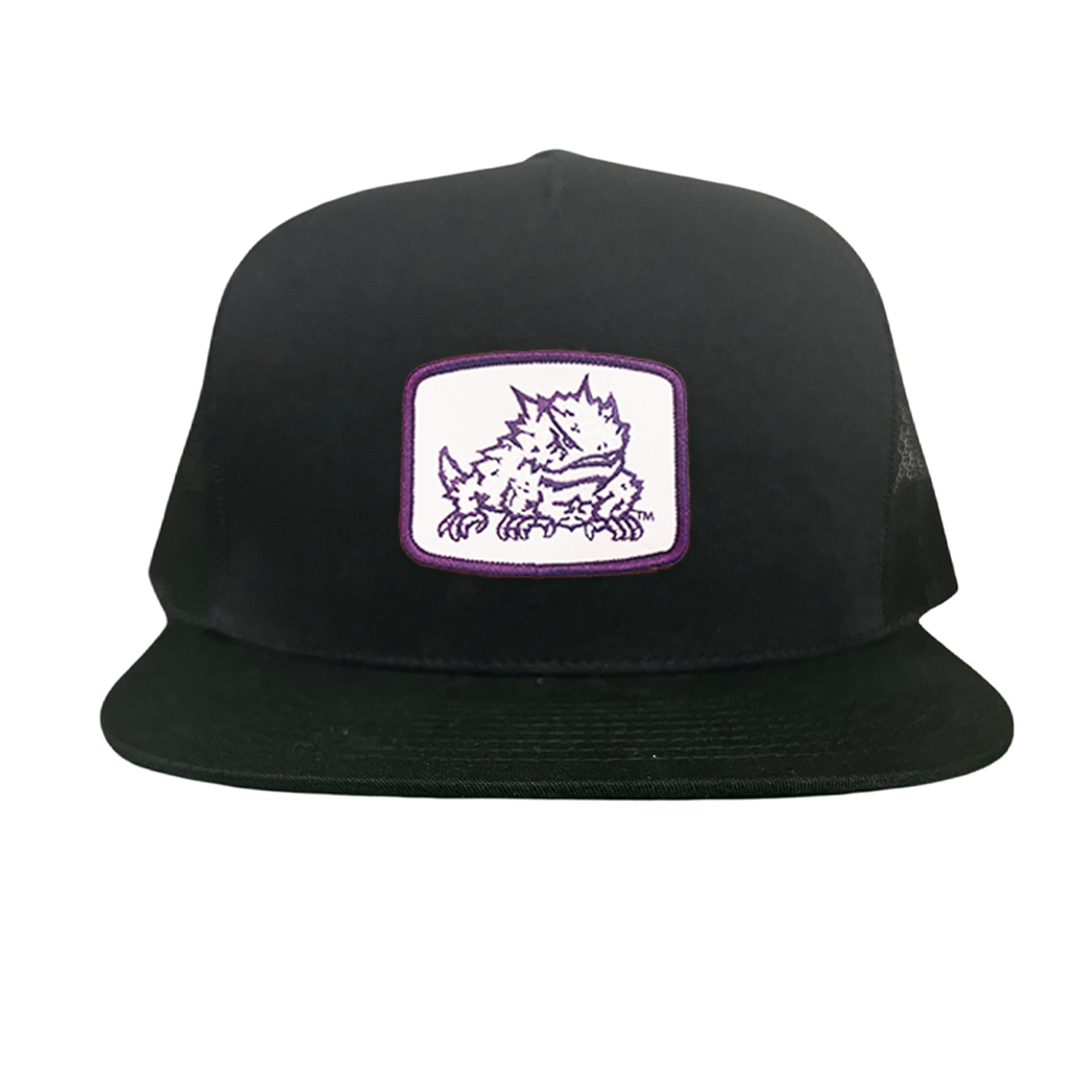 TCU Horned Frogs Square Patch Mesh Back Curved Bill Snapback Cap