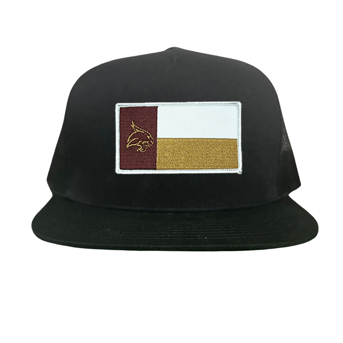 Texas State Bobcats University Flag Patch Hat Maroon White Gold