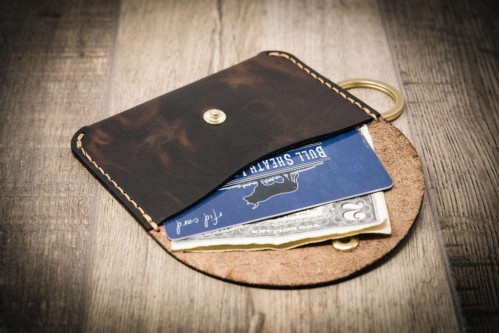 The Richmond Leather Keychain Wallet in Walnut Brown