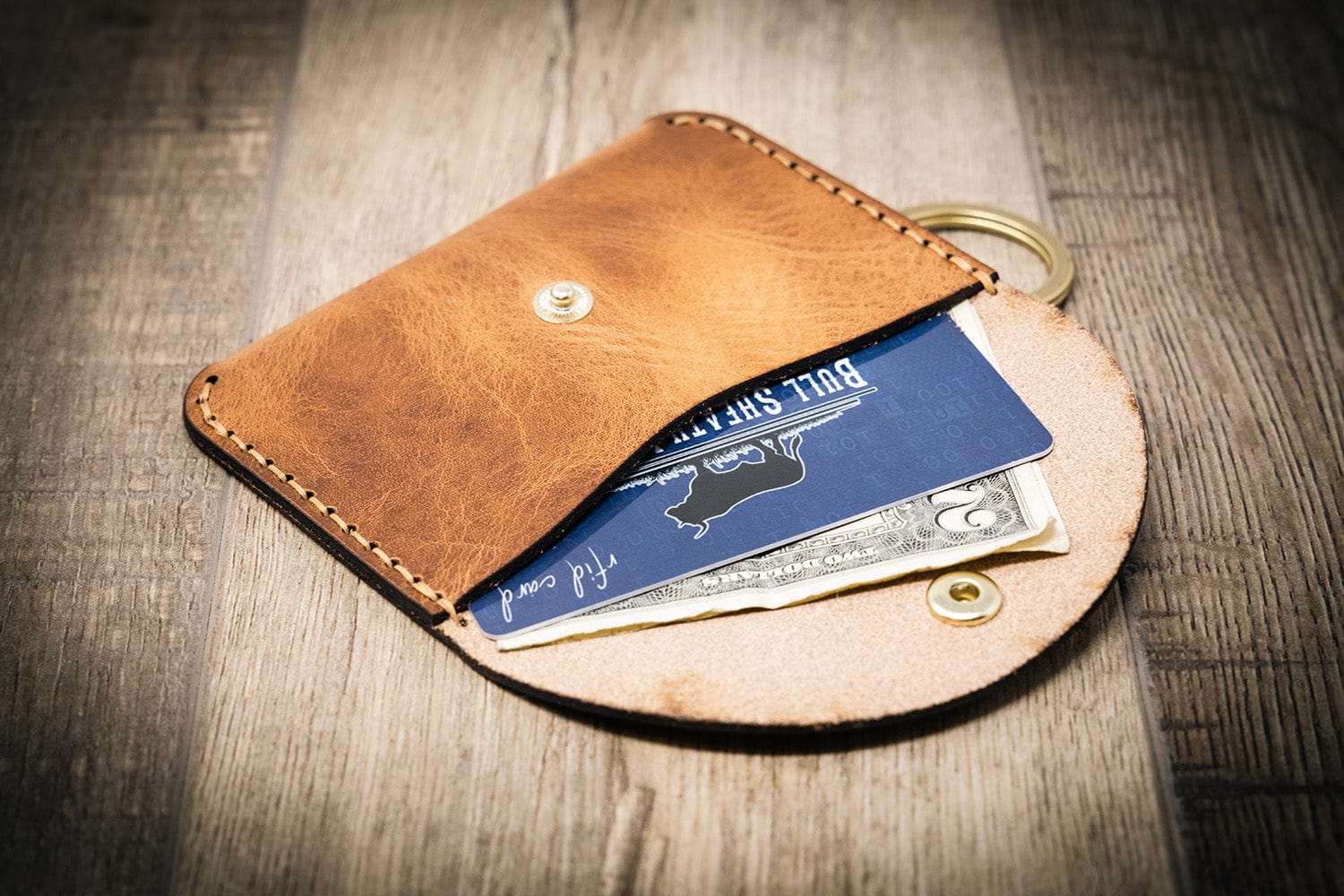 The Richmond Leather Keychain Wallet in Saddle Tan