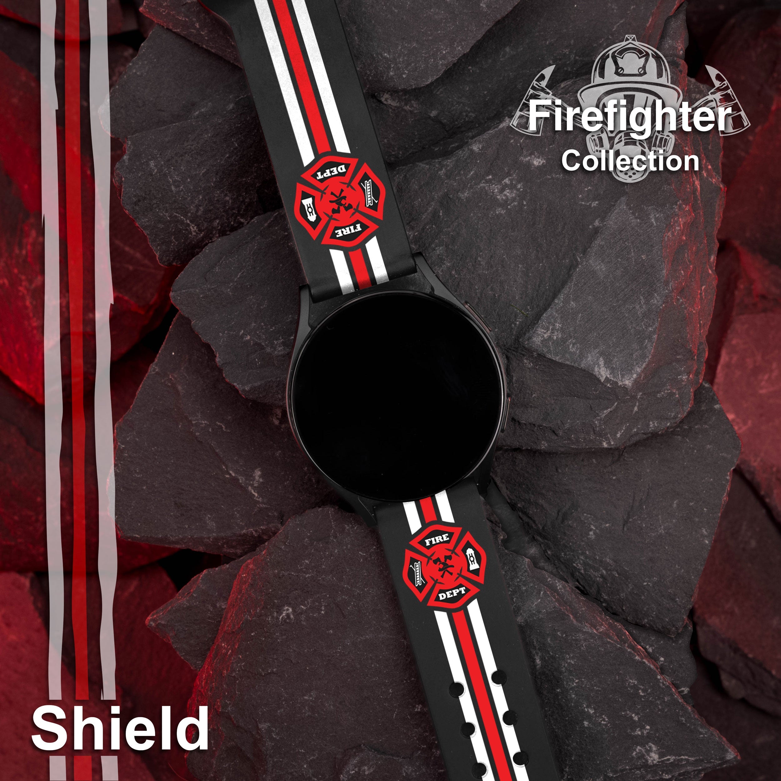 FireFighter First Responder HD  Watchband for Samsung, Garmin, Fossil, and More for Samsung, Garmin, Fossil, and More