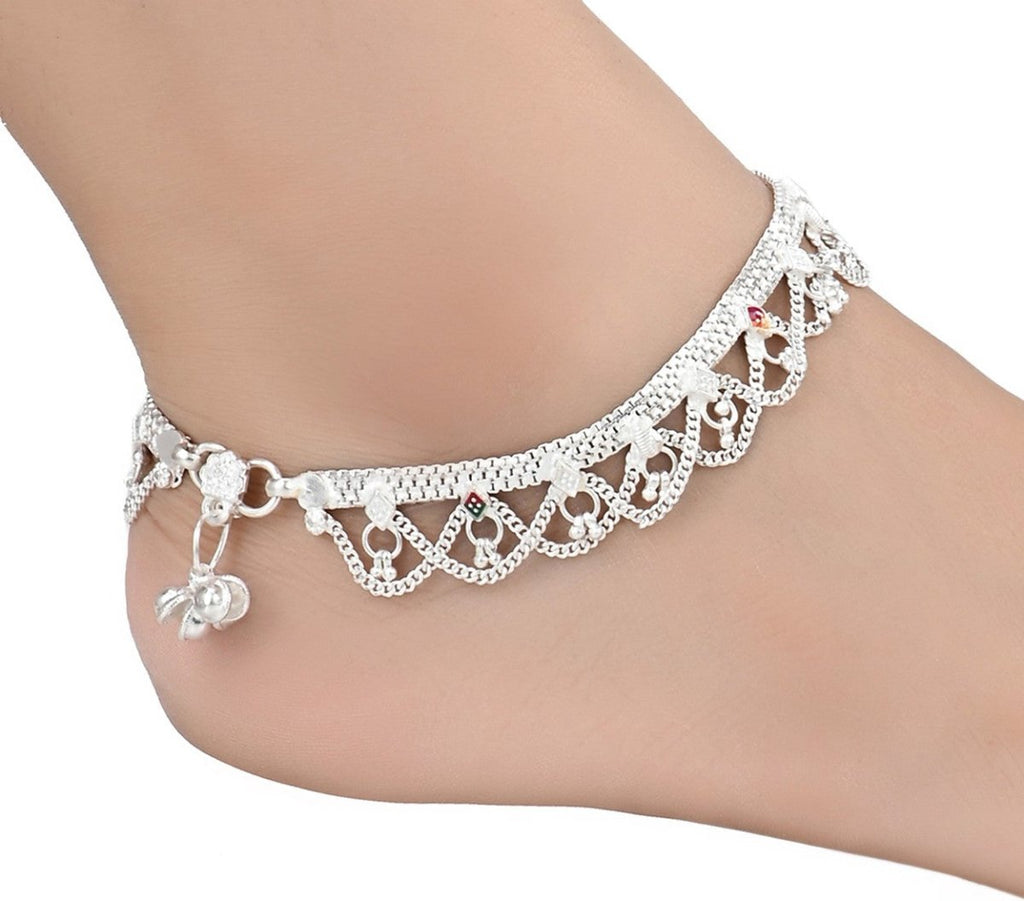 Silver Plated Traditional Ethnic Payal Foot Chain Jewelry