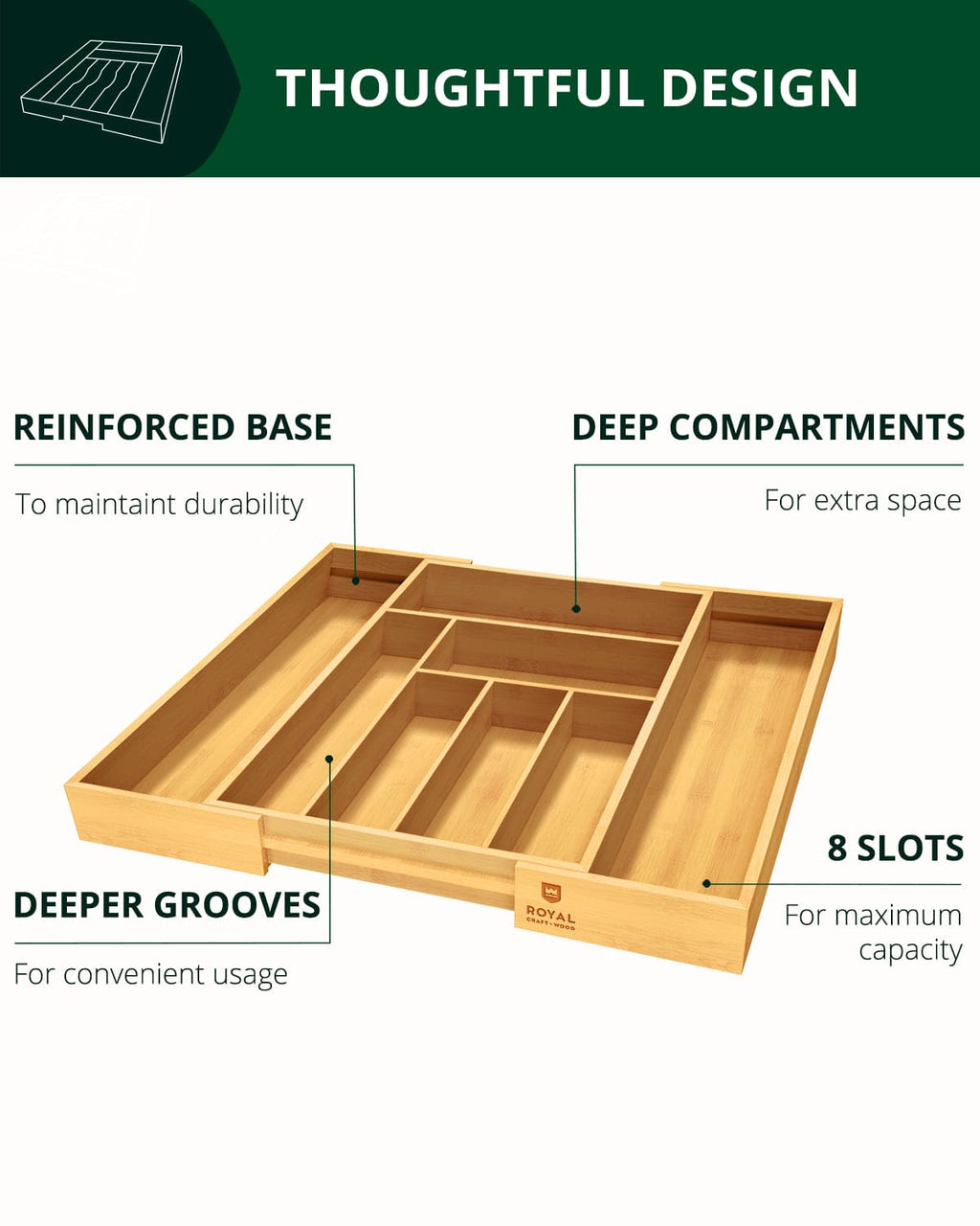 Expandable Silverware Organizer (8 Slots)
