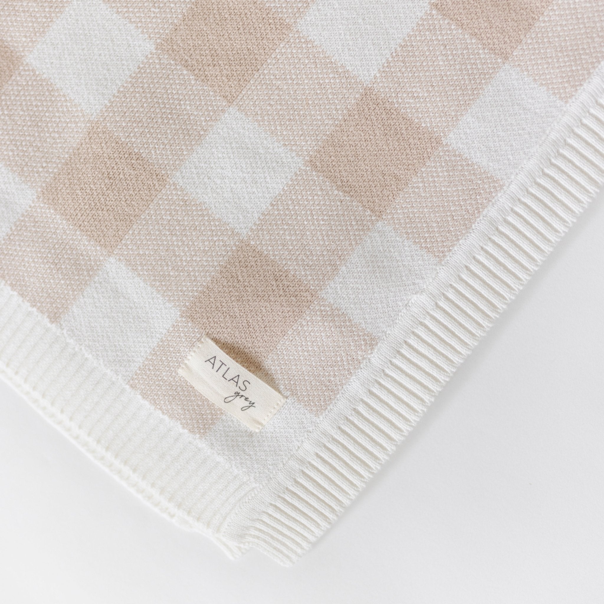 Knit Checkered Blanket - Sandstone & Pearl