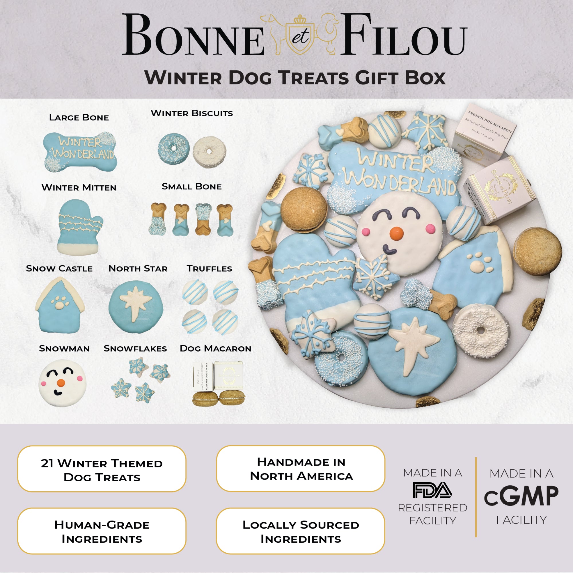 Winter Themed Dog Treats Gift Box Snowflake and Snowman Assortment - Image 4