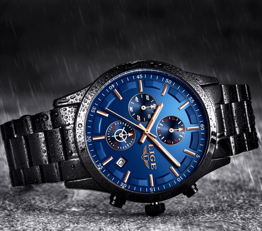 Men's Waterproof Chronograph Watch with Date Display & Luxury Dial