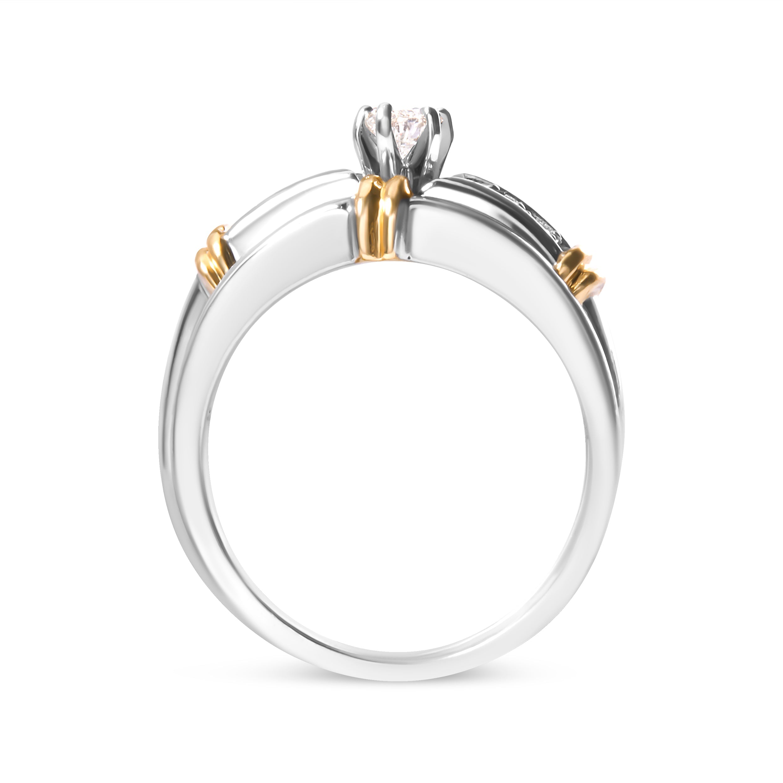 14K Yellow and White Gold 1/3 Cttw Marquise Diamond Cocktail Engagement Ring Set (H-I Color, SI1-SI2 Clarity) - Size 7