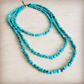 Triple Strand Layered Western Boho Small Dyed Turquoise Necklace 263p