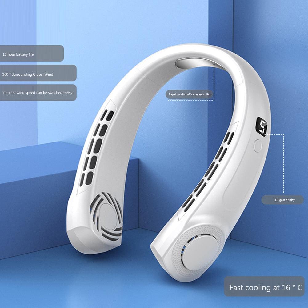 Rechargeable 4000mAh Dual Turbo Neck Fan with LED Display
