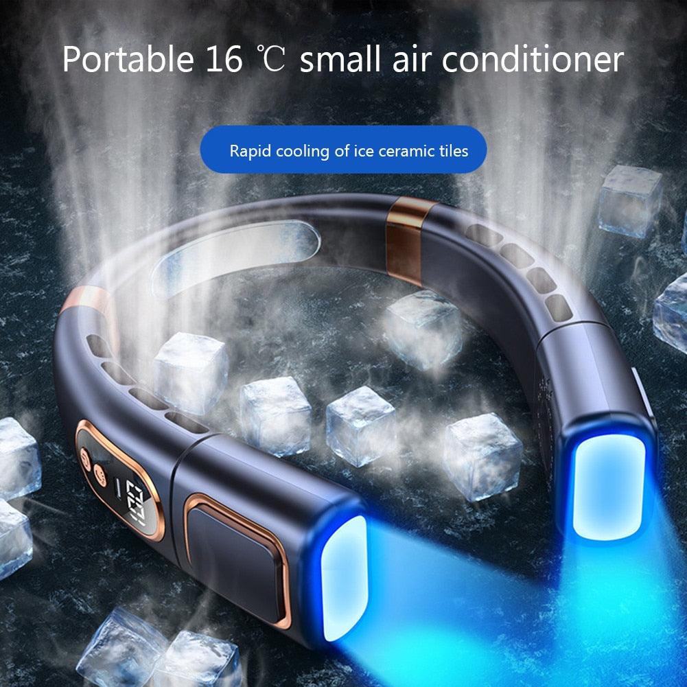 Rechargeable 4000mAh Dual Turbo Neck Fan with LED Display