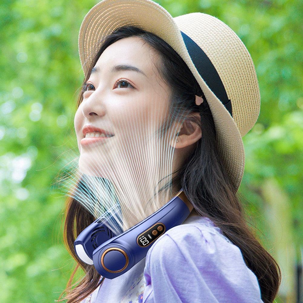 Rechargeable 4000mAh Dual Turbo Neck Fan with LED Display