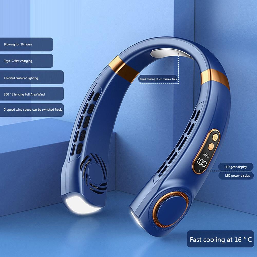 Rechargeable 4000mAh Dual Turbo Neck Fan with LED Display