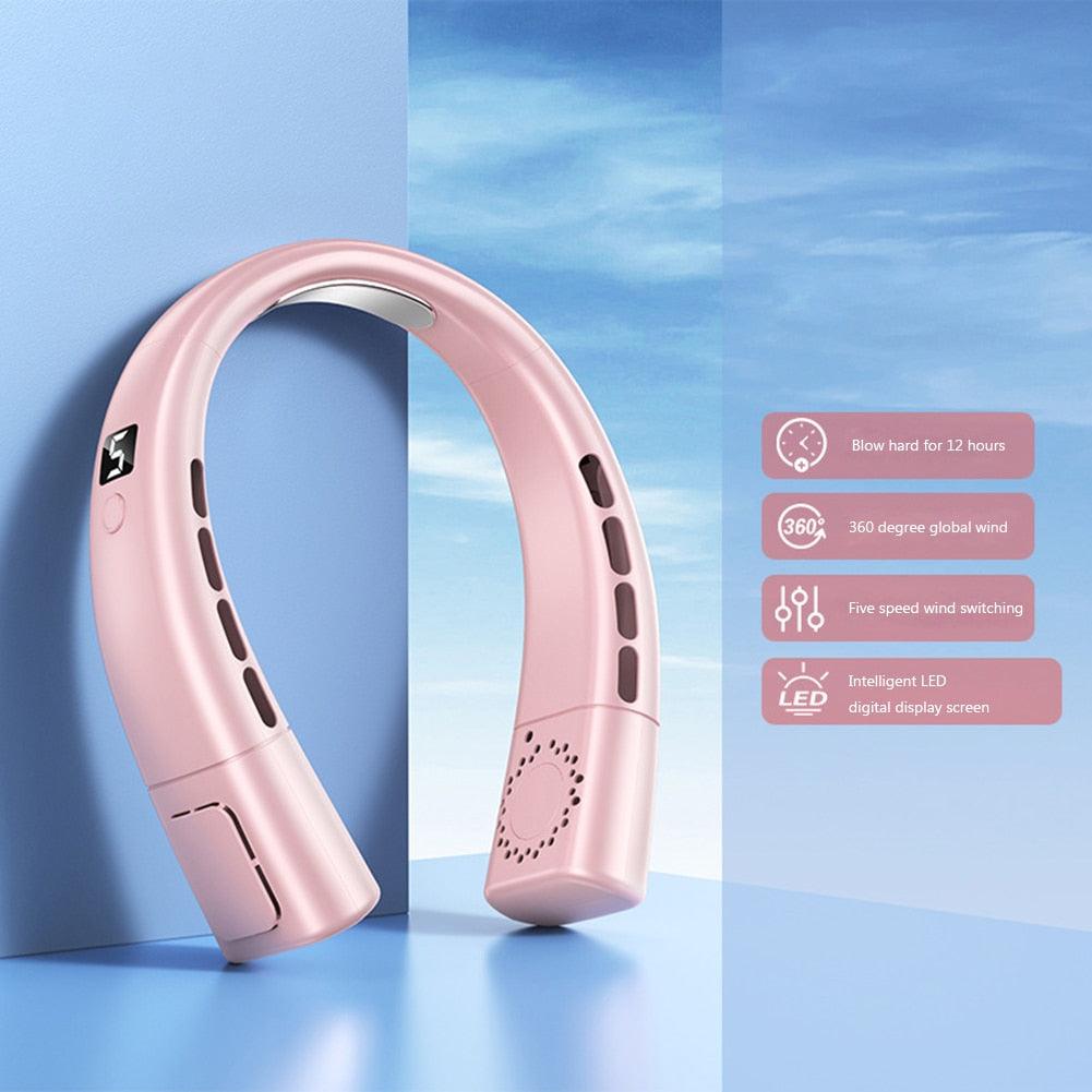 Rechargeable 4000mAh Dual Turbo Neck Fan with LED Display