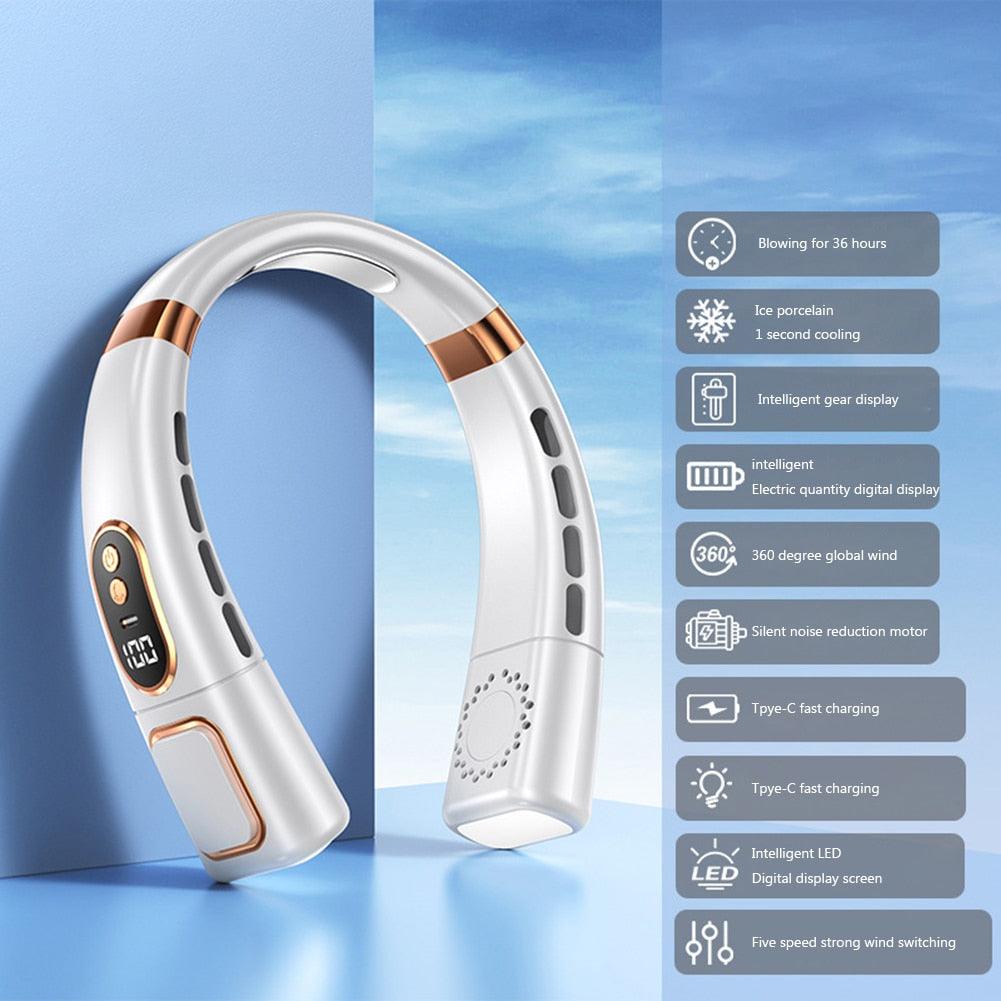 Rechargeable 4000mAh Dual Turbo Neck Fan with LED Display