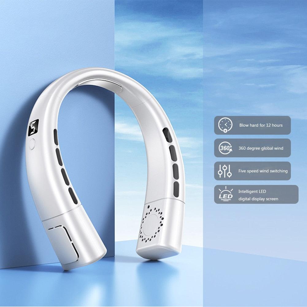 Rechargeable 4000mAh Dual Turbo Neck Fan with LED Display