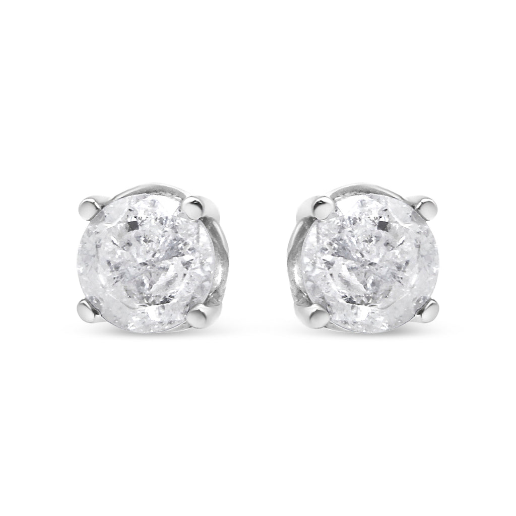 14K White Gold 3/4 Cttw Lab Grown Diamond 4-Prong Classic Stud Earrings (F-G Color, VS2-SI1 Clarity)