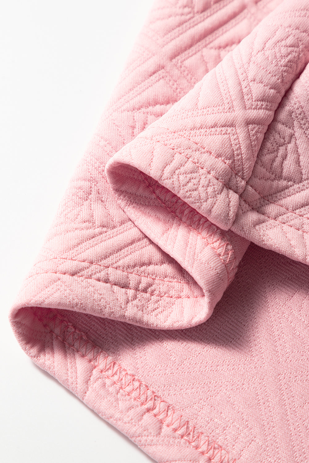 Light Pink Pearl Embellished Flower Textured T-Shirt