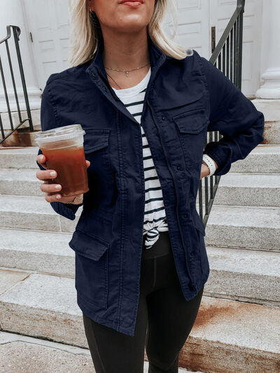 Women's Utility Zip-Up Jacket Lightweight Cotton Everyday Outerwear