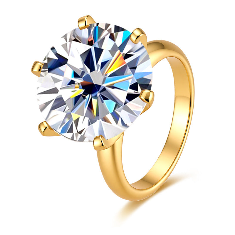 S925 Sterling Silver Six-prong Moissanite Ring