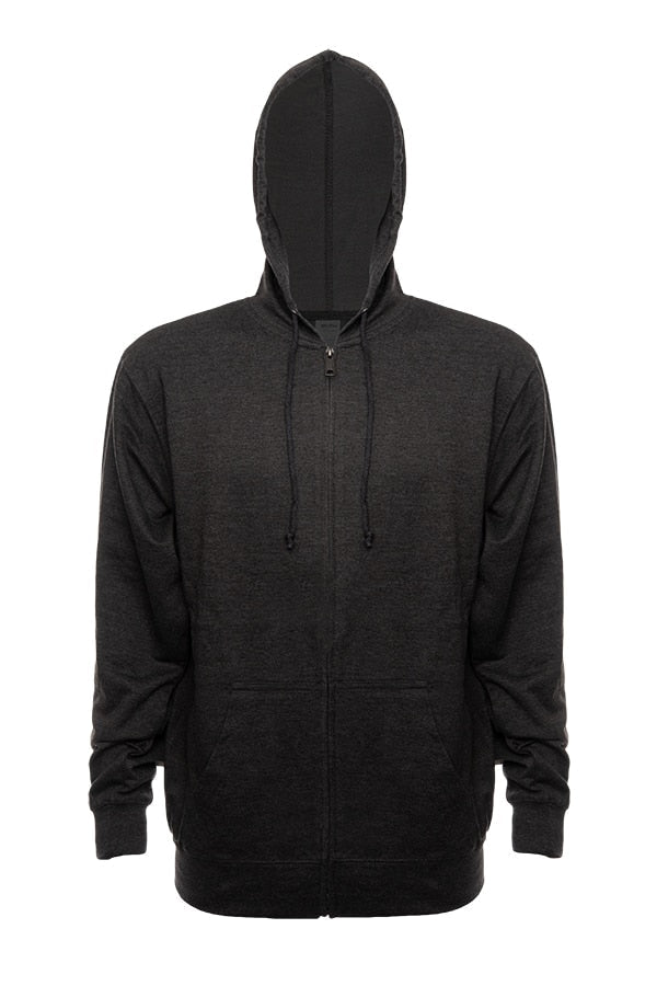 French Terry Zip Up Hoodie with Adjustable Drawstring Hood - Image 2