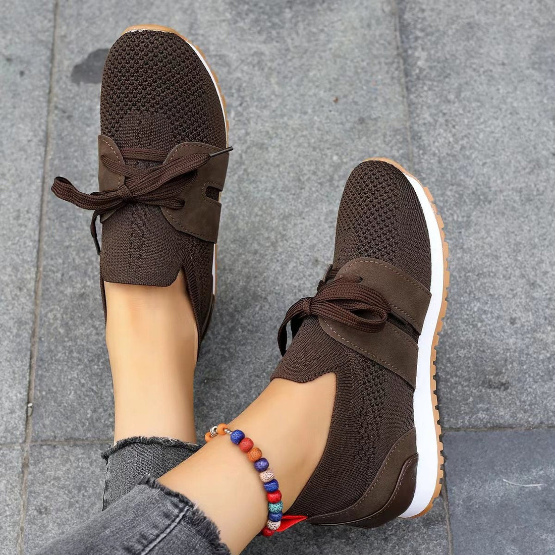 Women’s Lightweight Lace‑Up Mesh Walking Flats Breathable Shoes - Image 5