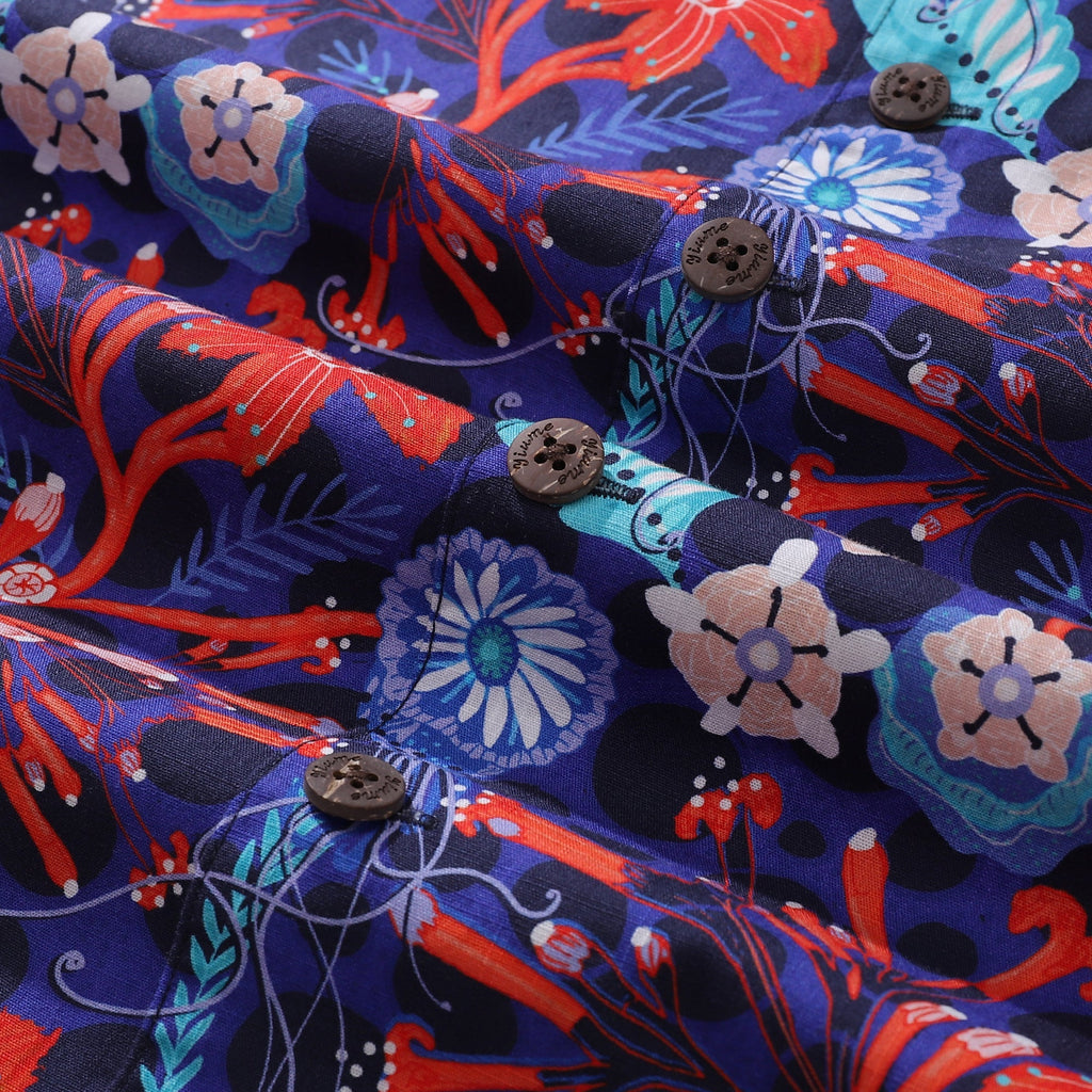 Men's The Big Dive Floral Print Camp Collar Cotton Shirt