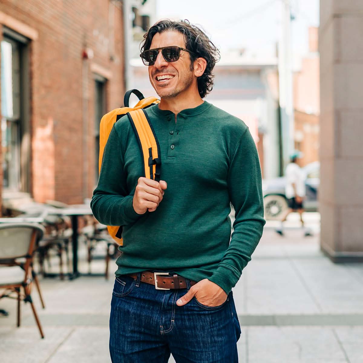 Men's Midweight Merino Wool Henley Long Sleeve Knit Shirt