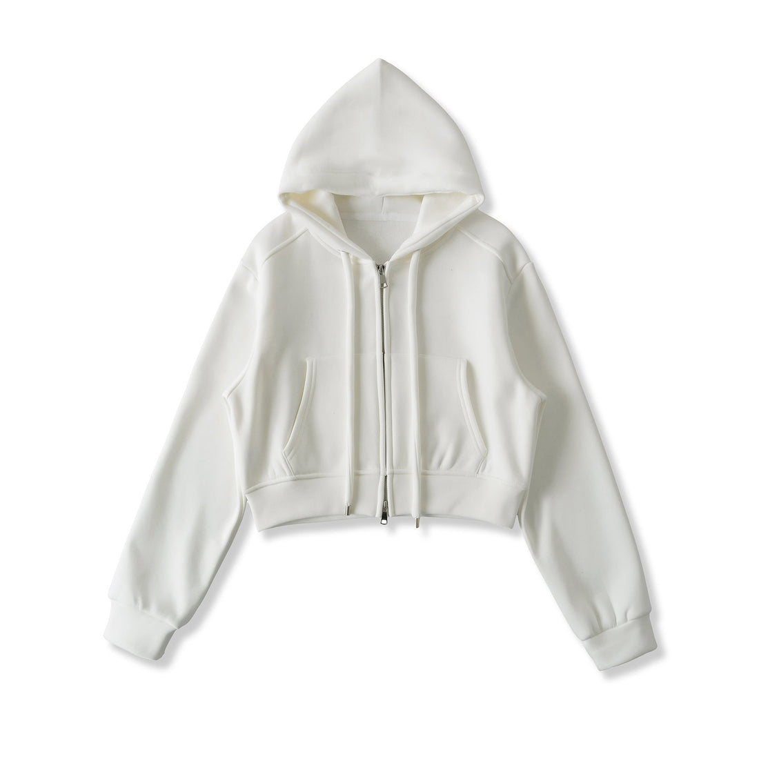 Velvet Cropped Zip-Up Hoodie Sweatshirt with Drawstring - Image 7
