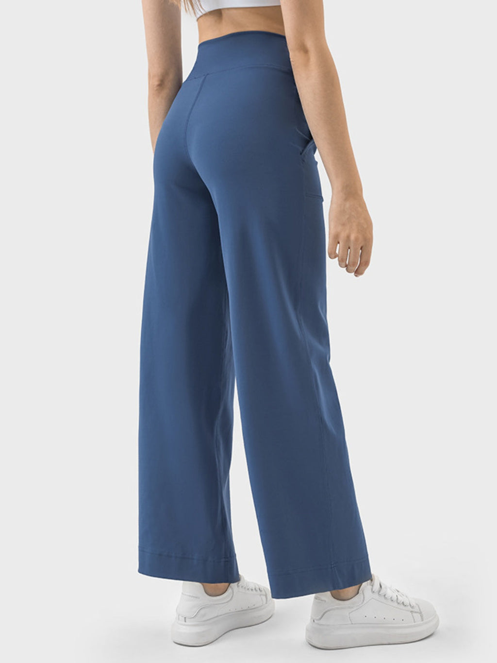 Women's Drawstring Active Pants with Pockets in Blue - Image 3