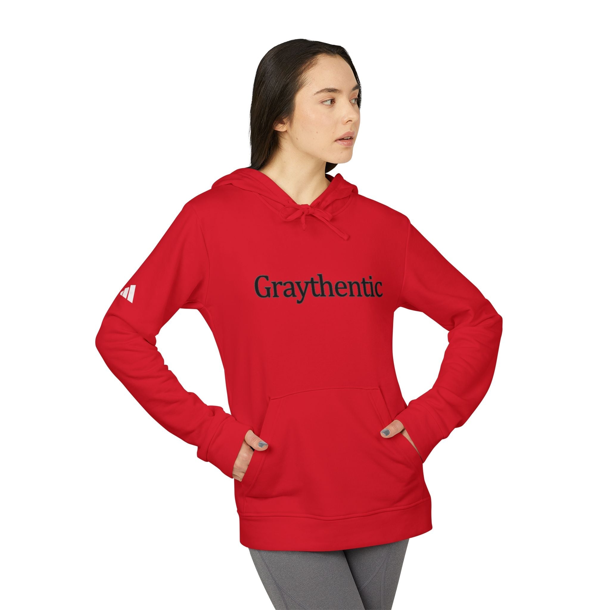 Unisex Fleece Pullover Hoodie in Red, Dark-Gray and White