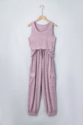 Solid Tank Top & Drawstring Jogger Pants Set