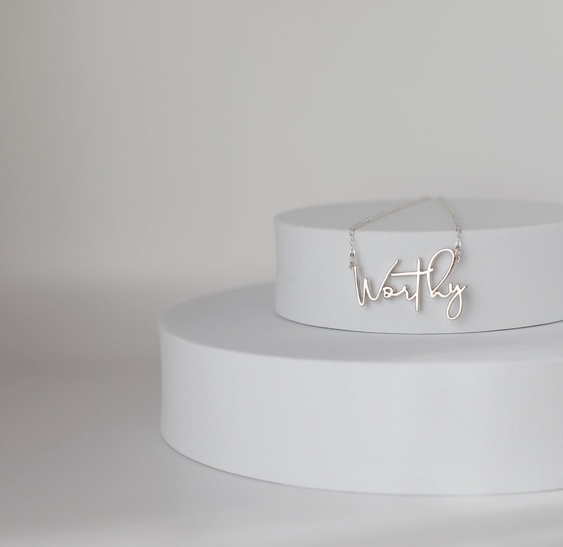 Worthy Script Lettering Necklace in Silver-tone Finish - Image 3