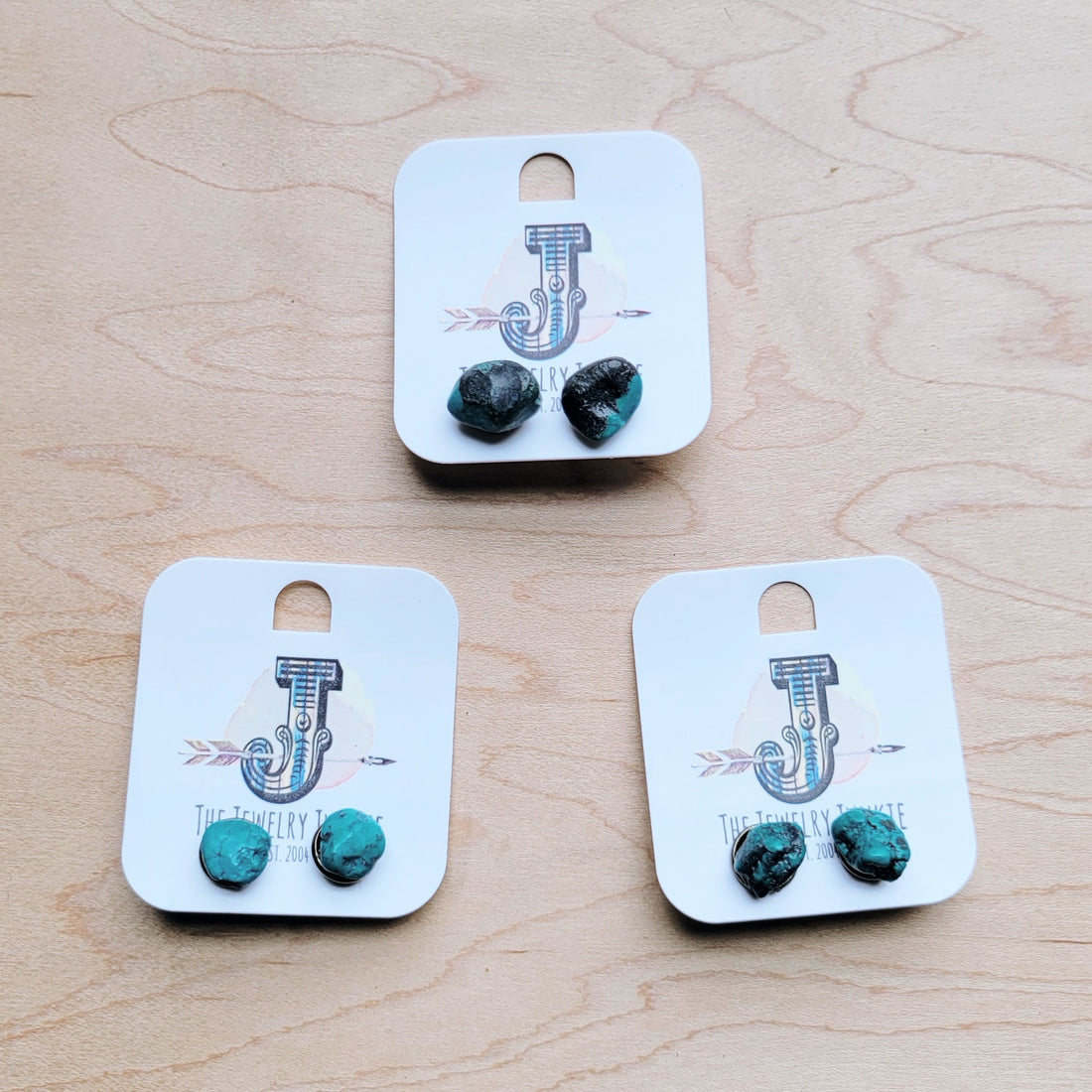 **Natural Green Turquoise Stud Earrings 205g