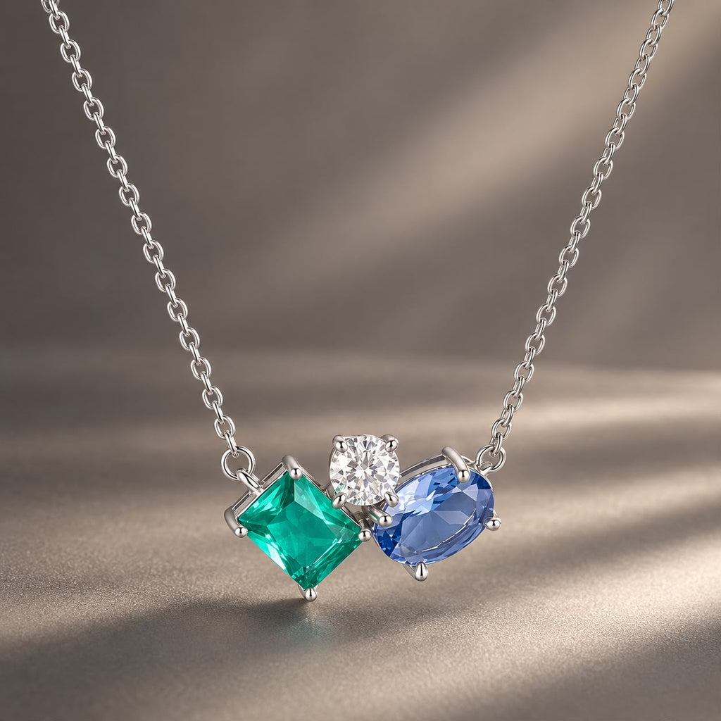 925 Sterling Silver White Gold Plated Transparent Glass CZ 40+5cm Pendant Necklace for Women