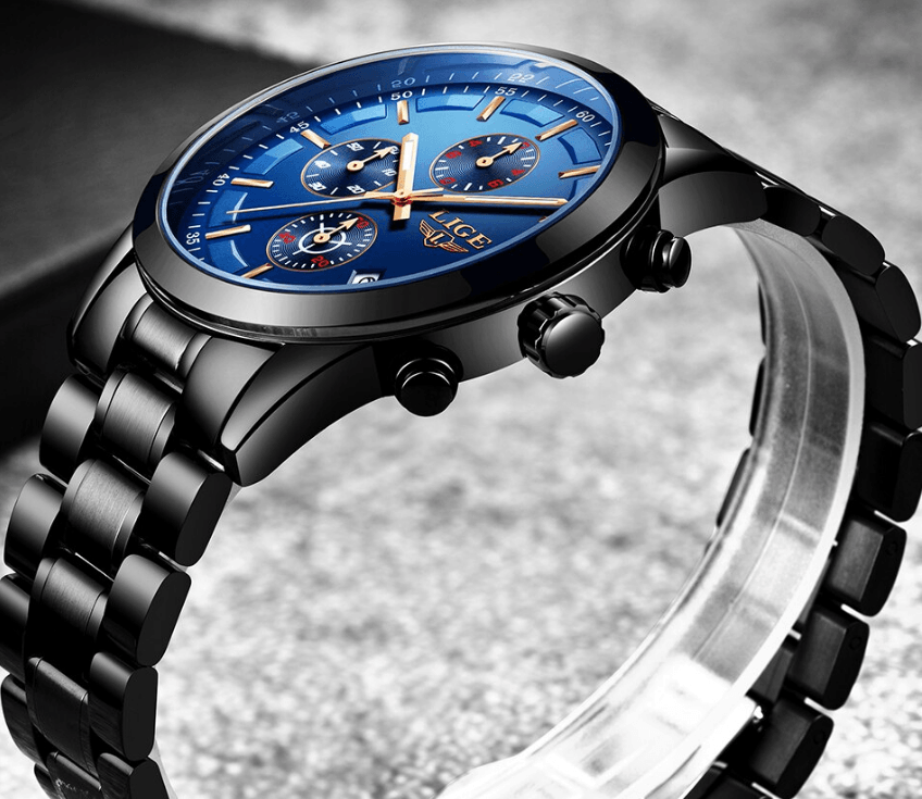 Men's Waterproof Chronograph Watch with Date Display & Luxury Dial
